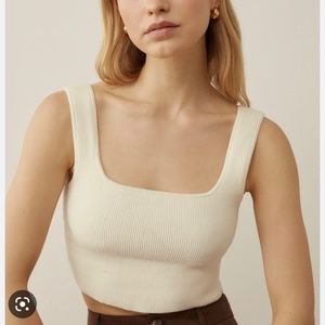 Reformation Tea Ribbed Cropped Sweater Tank Size M